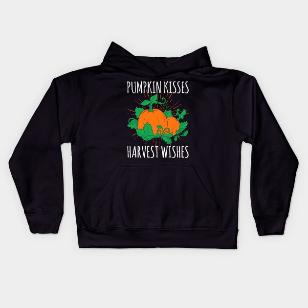 Pumpkin Kisses Harvest Wishes Kids Hoodie by fromherotozero
